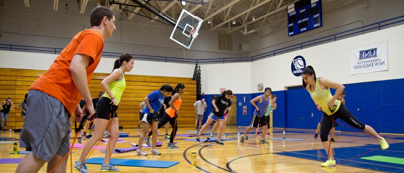 Students working out in an exercise class